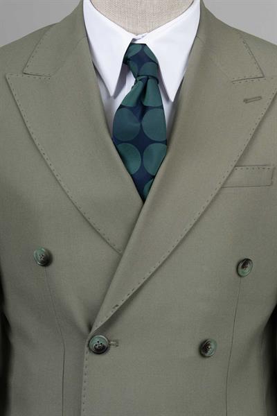 Slim Fit Çağla Yeşili Kruvaze Tek Ceket