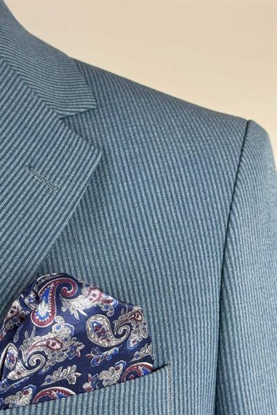 Gofre Dokulu İndigo Renk Ceket