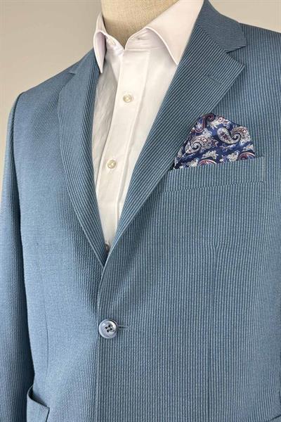 Gofre Dokulu İndigo Renk Ceket