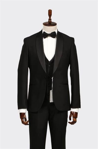 5004 Slim Fit Yelekli Takım Elbise Siyah