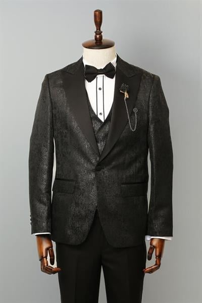 5010 Slim Fit Yelekli Takım Elbise Siyah