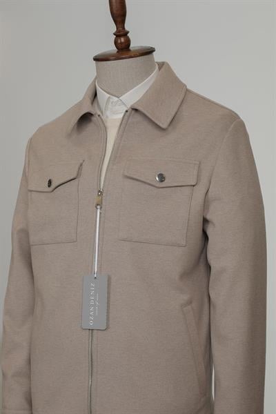 Bebe Yaka Çift Cepli Bej Renk Gömlek Mont