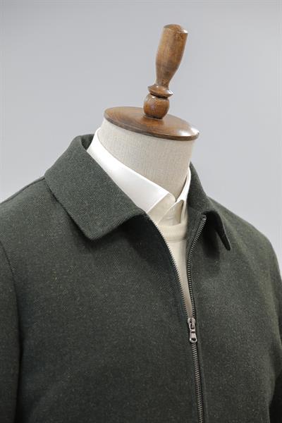 Balıksırtı Desenli Yeşil Mont