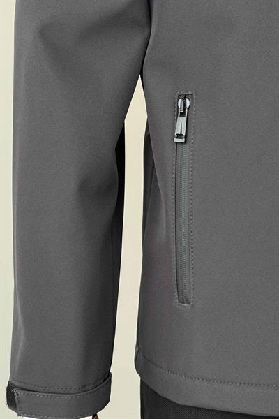 Kapüşonlu İçi Polarlı Antrasit Softshell Mont