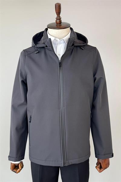 7046 Polarlı Kapşonlu Mont Antrasit