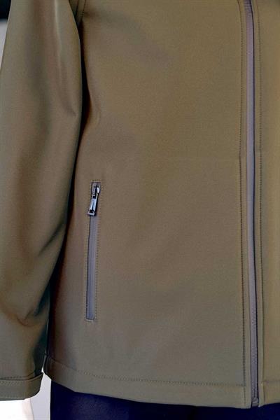 Kapüşonlu İçi Polarlı Yeşil Softshell Mont