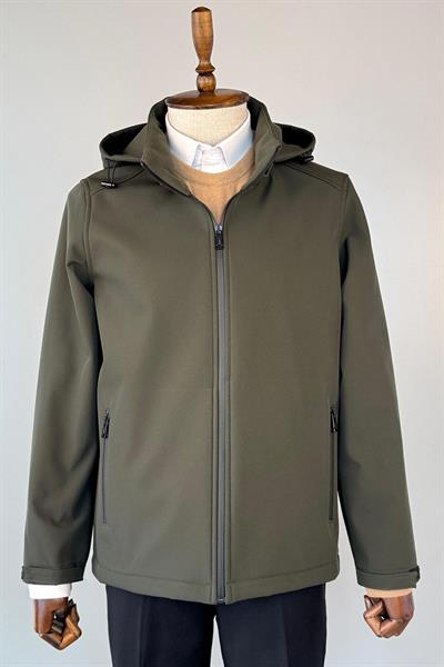 7046 Polarlı Kapşonlu Mont Yeşil