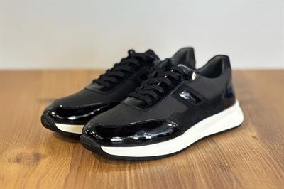 Eva Taban Deri Bağcıklı Siyah Spor Ayakkabı