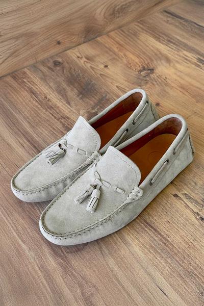 Süet Deri Bej Renk Loafer Ayakkabı