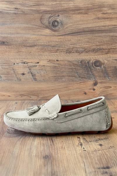 Süet Deri Bej Renk Loafer Ayakkabı