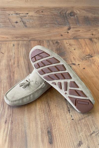 Süet Deri Bej Renk Loafer Ayakkabı