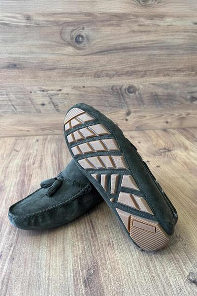 Süet Deri Haki Renk Loafer Ayakkabı