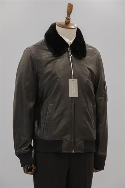 Albert Zik Siyah Deri Mont