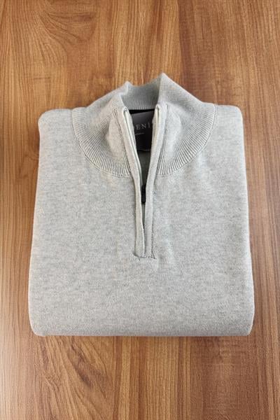 Fermuarlı Triko Bej