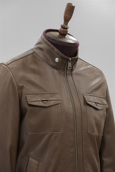 Ronaldo Hakim Yaka Kahverengi Deri Mont