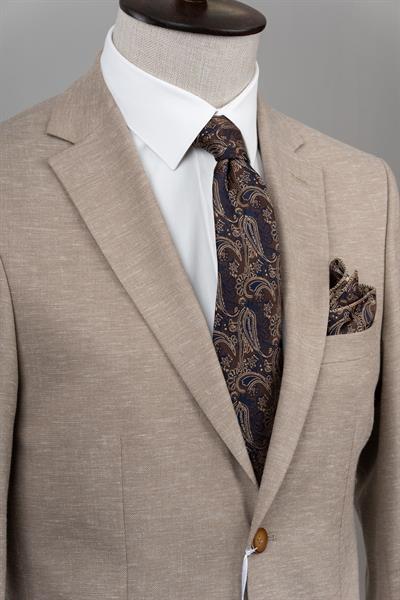 Slim Fit Bej Tek Ceket