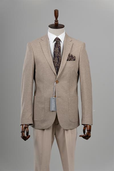 Slim Fit Bej Tek Ceket