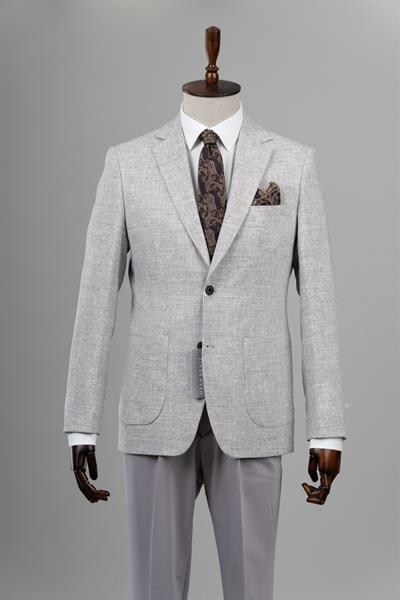 Slim Fit Gri Tek Ceket