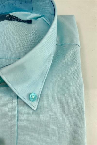 Slim Fit Oxford Su Yeşili Düz Gömlek
