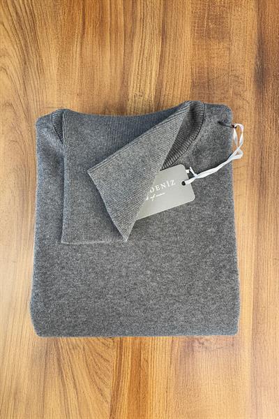 Tam Boğazlı Kazak Gri