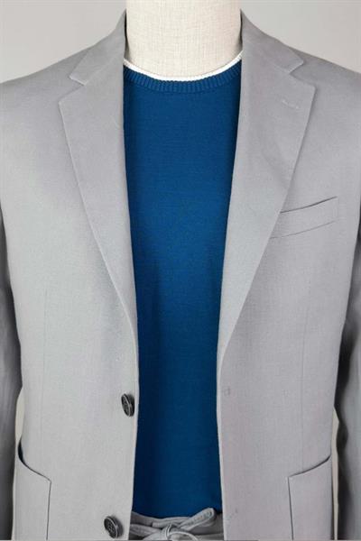 Jogger Pantolonlu Astarsız Gri Keten Takım Elbise