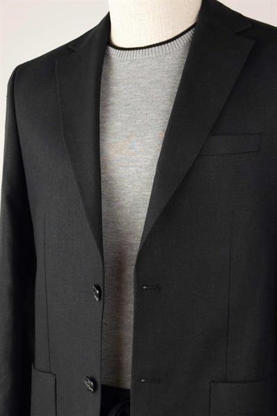 Jogger Pantolonlu Astarsız Siyah Keten Takım Elbise