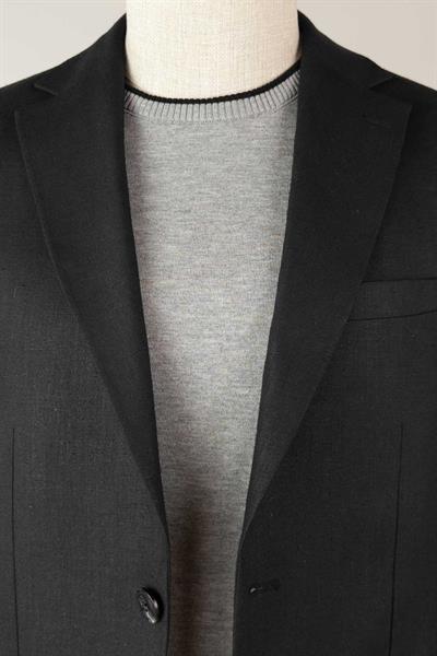 Jogger Pantolonlu Astarsız Siyah Keten Takım Elbise