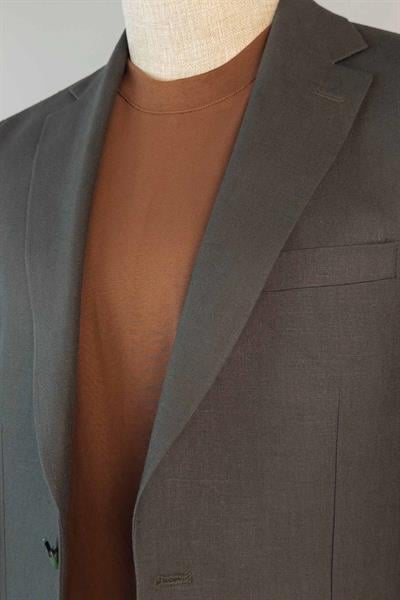 Jogger Pantolonlu Astarsız Yeşil Keten Takım Elbise