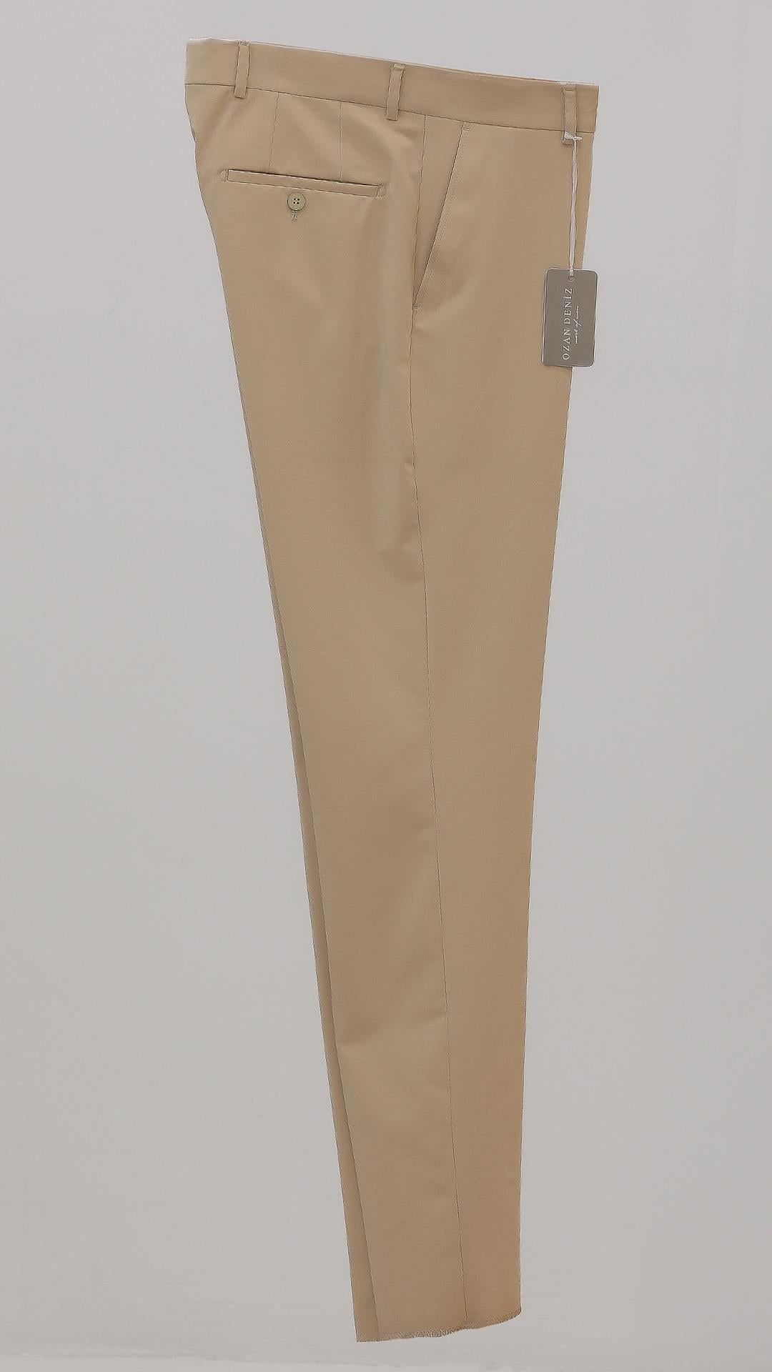 2015 Slim Fit Pilesiz Çift Cep Pantolon Bej