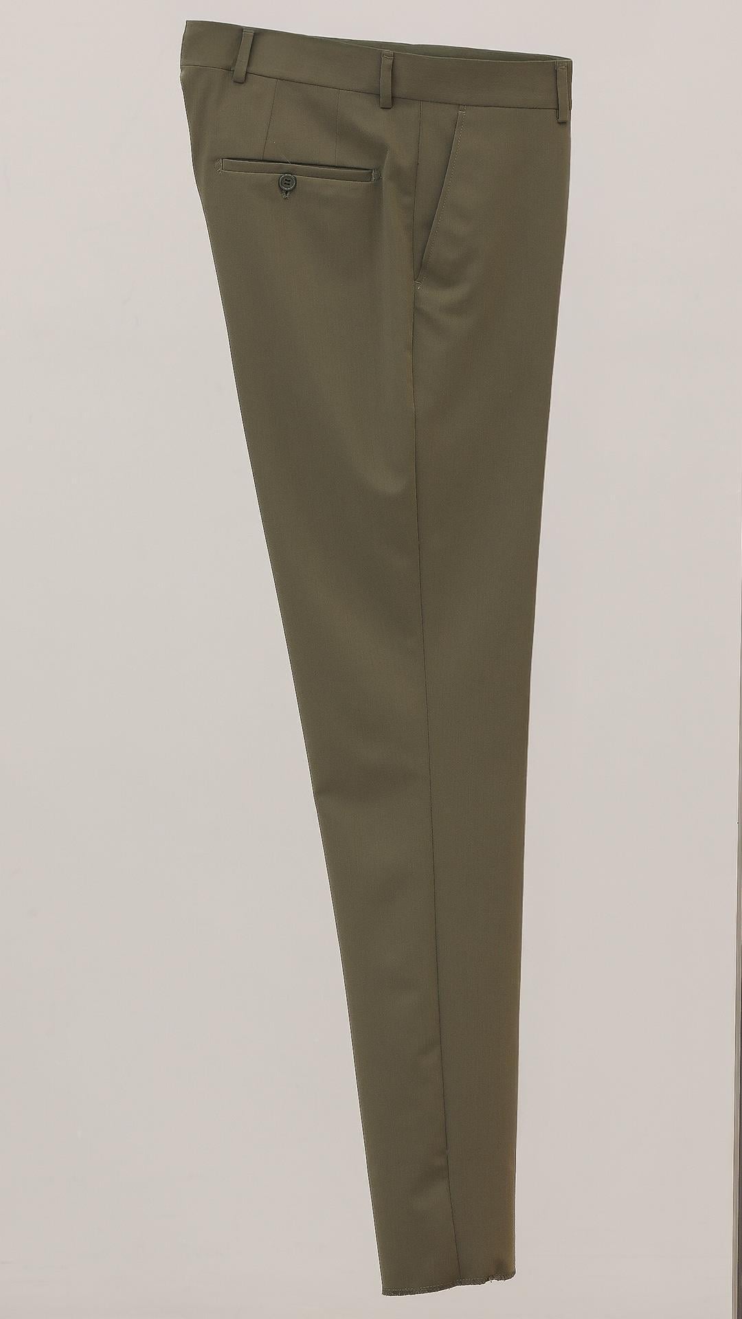 2015 Slim Fit Pilesiz Çift Cep Pantolon Haki