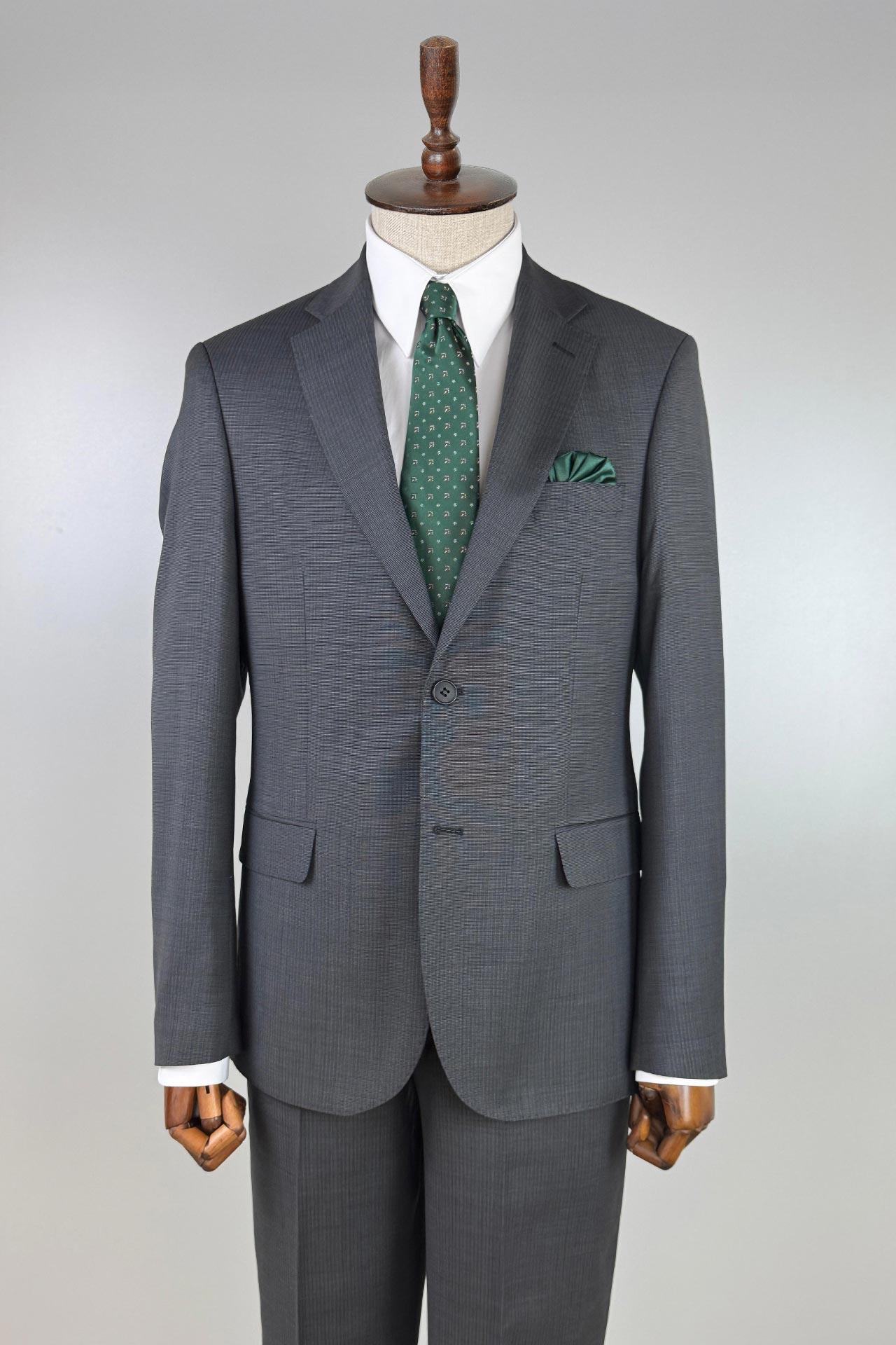 3134 Mono Yaka-Puntolu Desenli Takım Elbise Antrasit