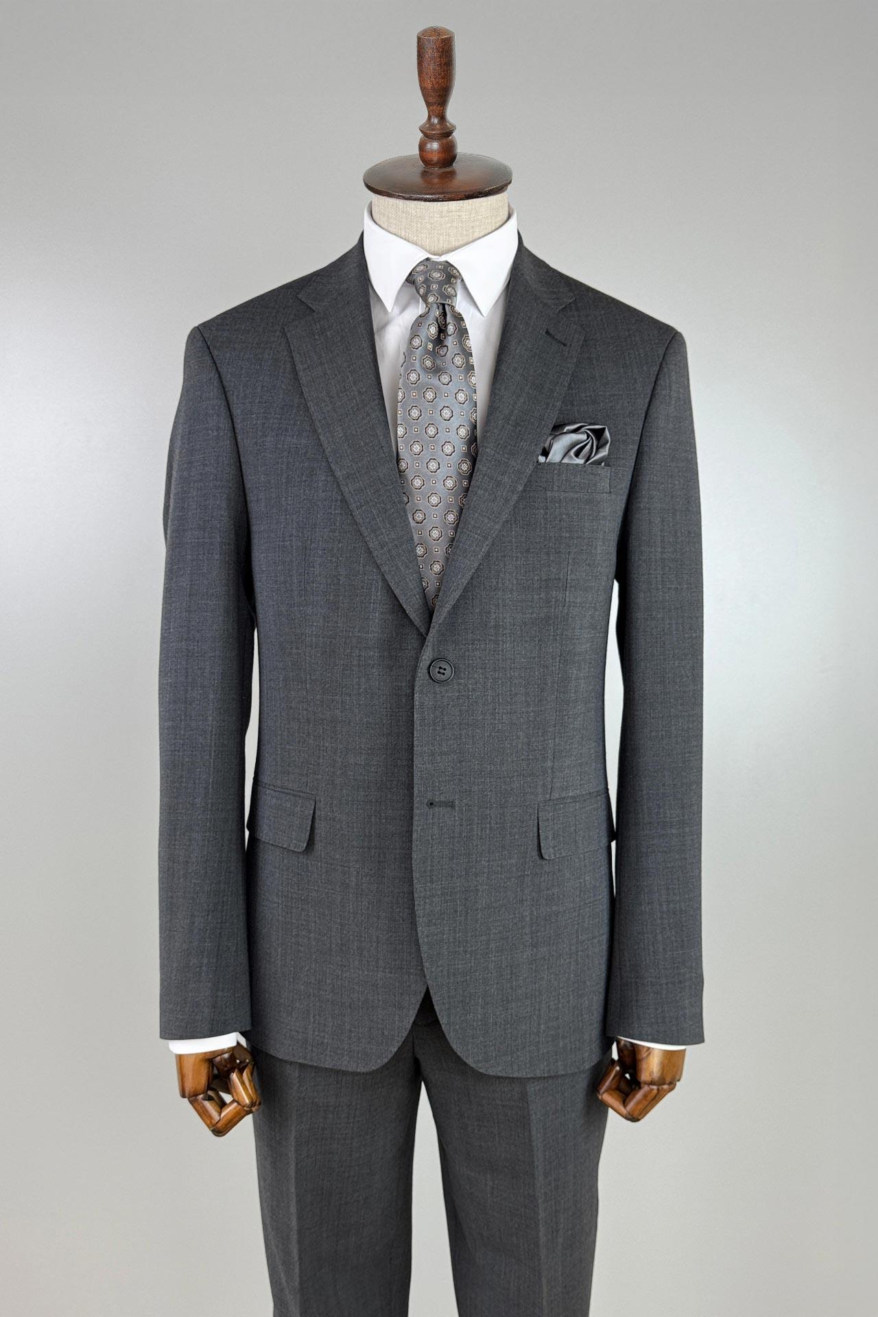 3135 Mono Yaka Kapak Cep Takım Elbise Gri