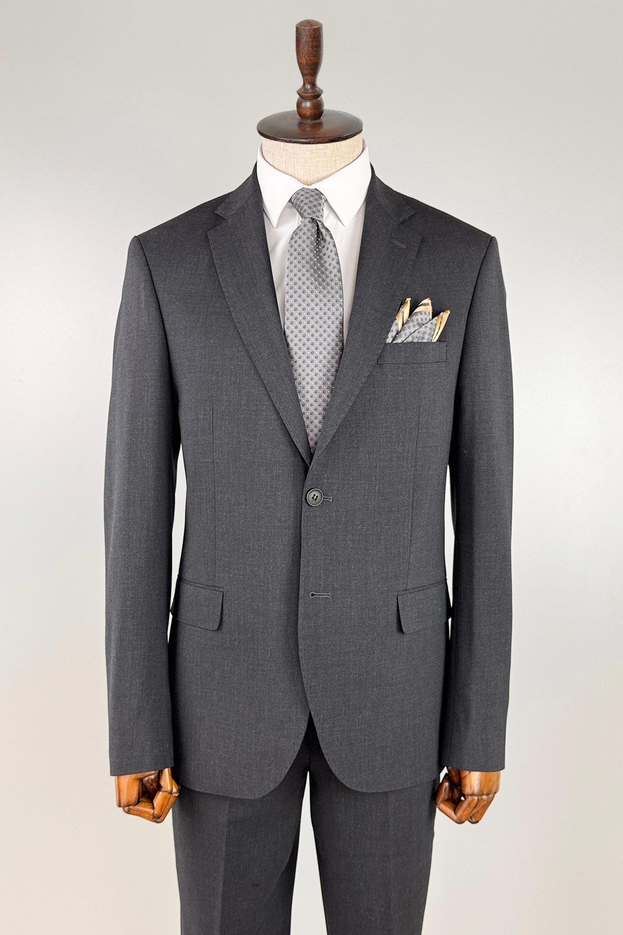 3142 Mono Yaka Kapak Cep Takım Elbise Antrasit