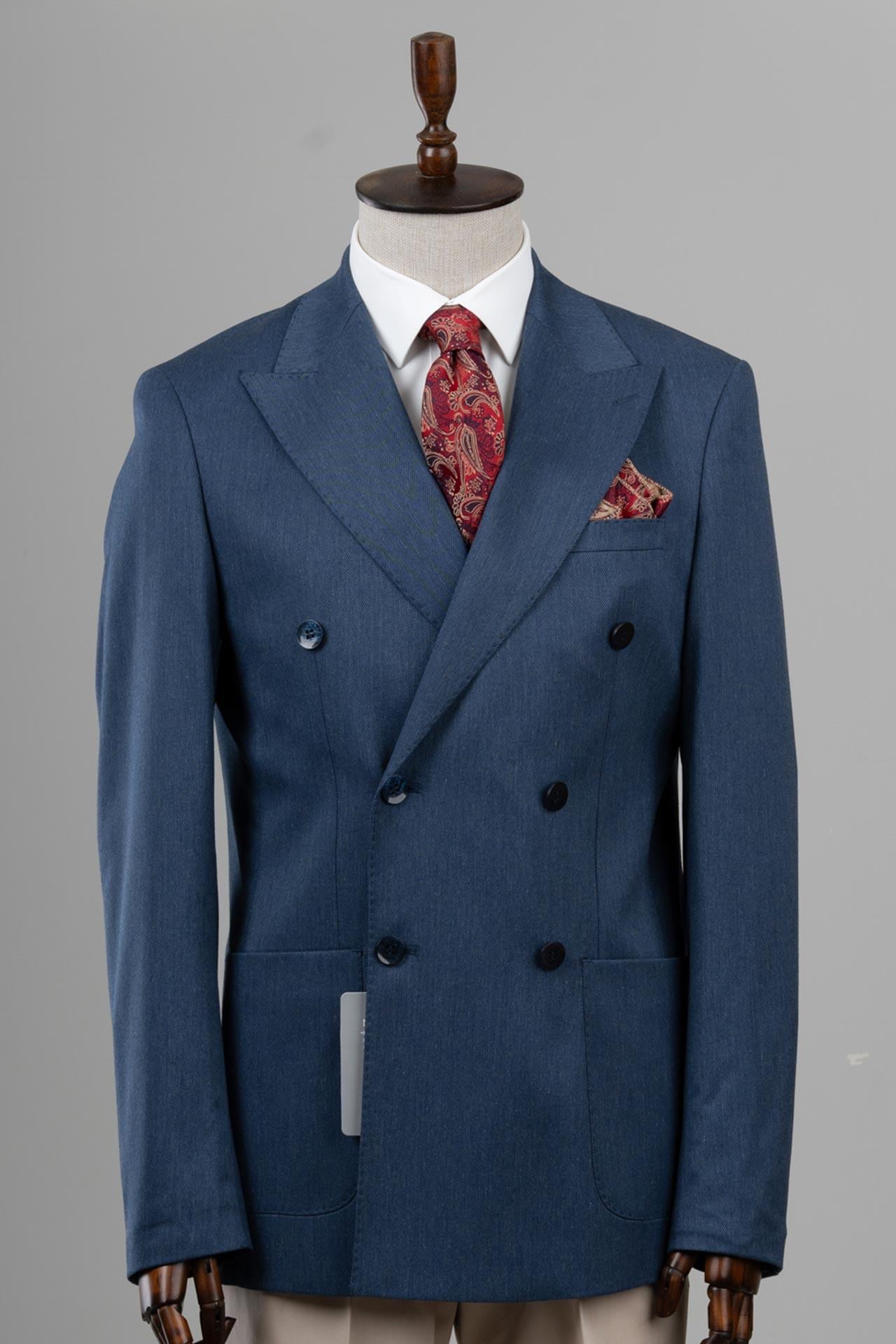 4017 Slim Fit Dar Kesim Ceket Mavi