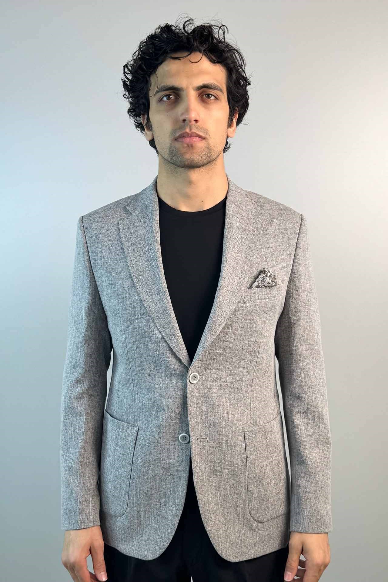 4018 Slim Fit Dar Kesim Ceket Gri