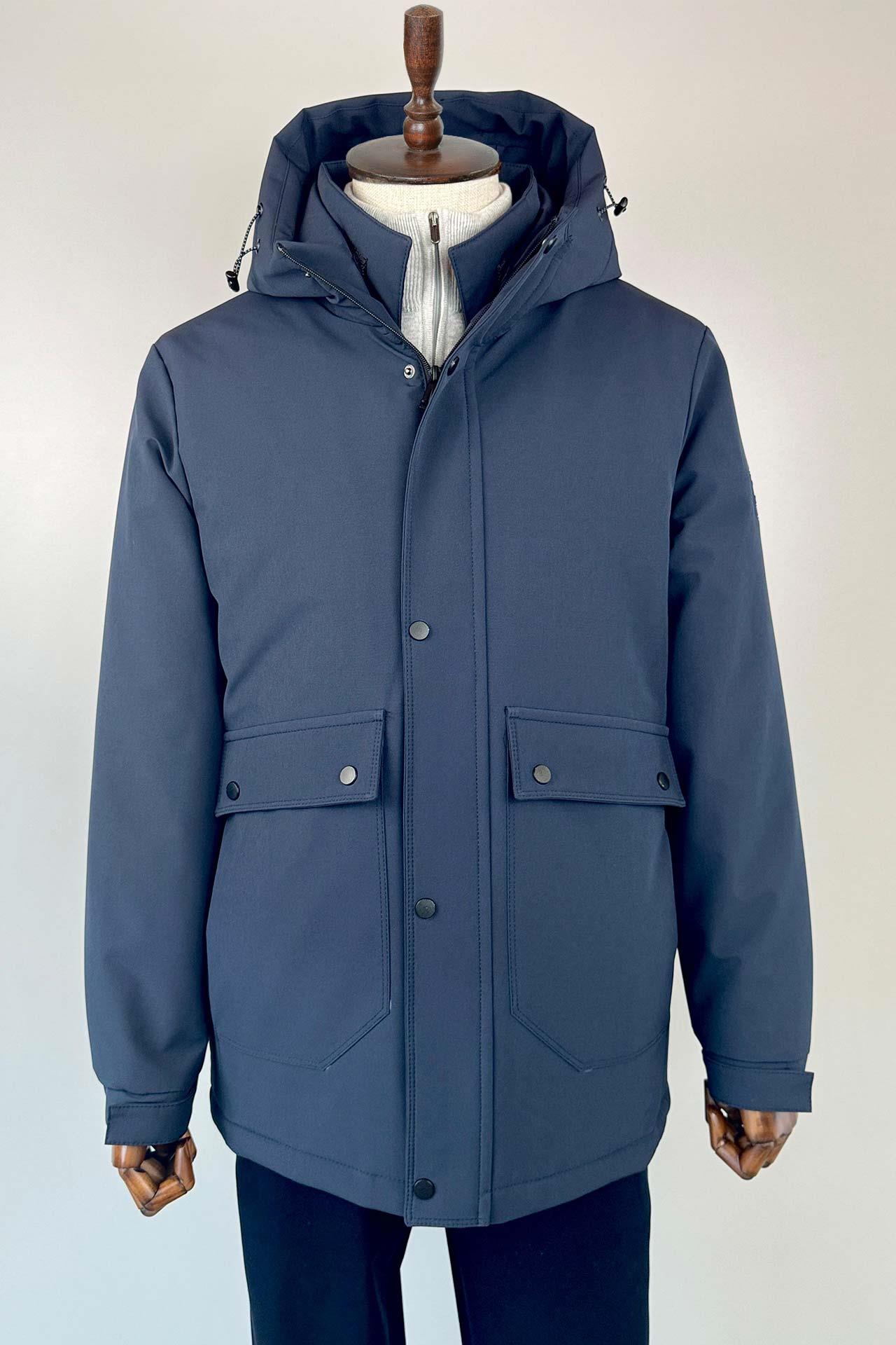 7048 Kapşonlu Şişme Uzun Mont Lacivert