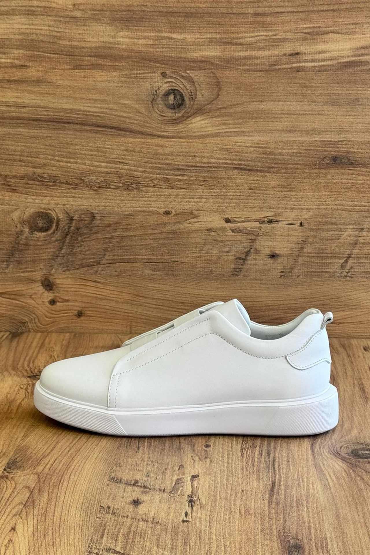 8047 Önü Lastikli Beyaz Taban Ayakkabı Beyaz