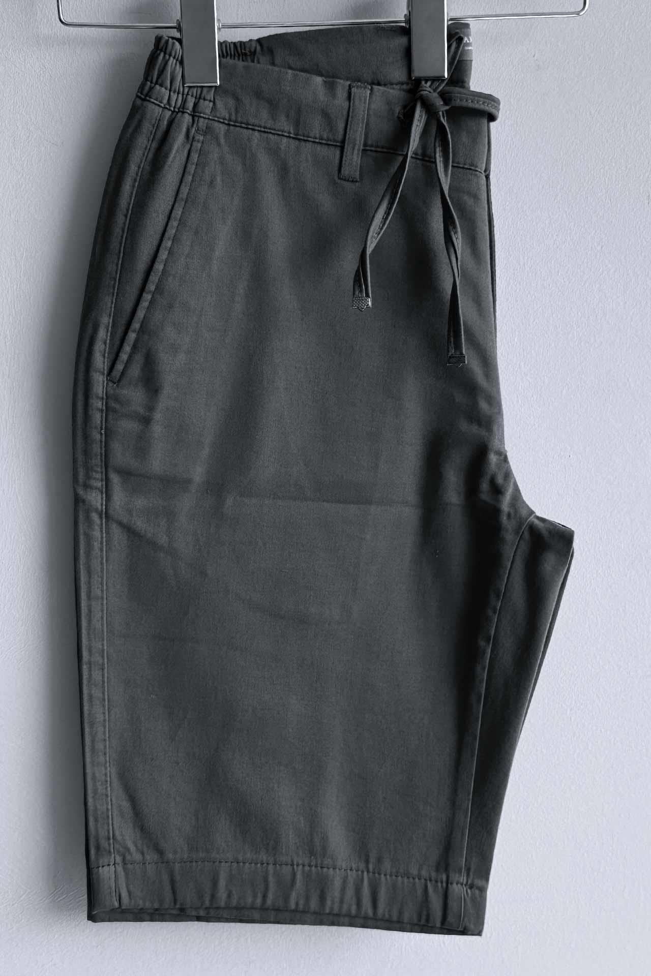 9003 Slim Fit Beli Lastikli Bağcık Detaylı Şort Antrasit