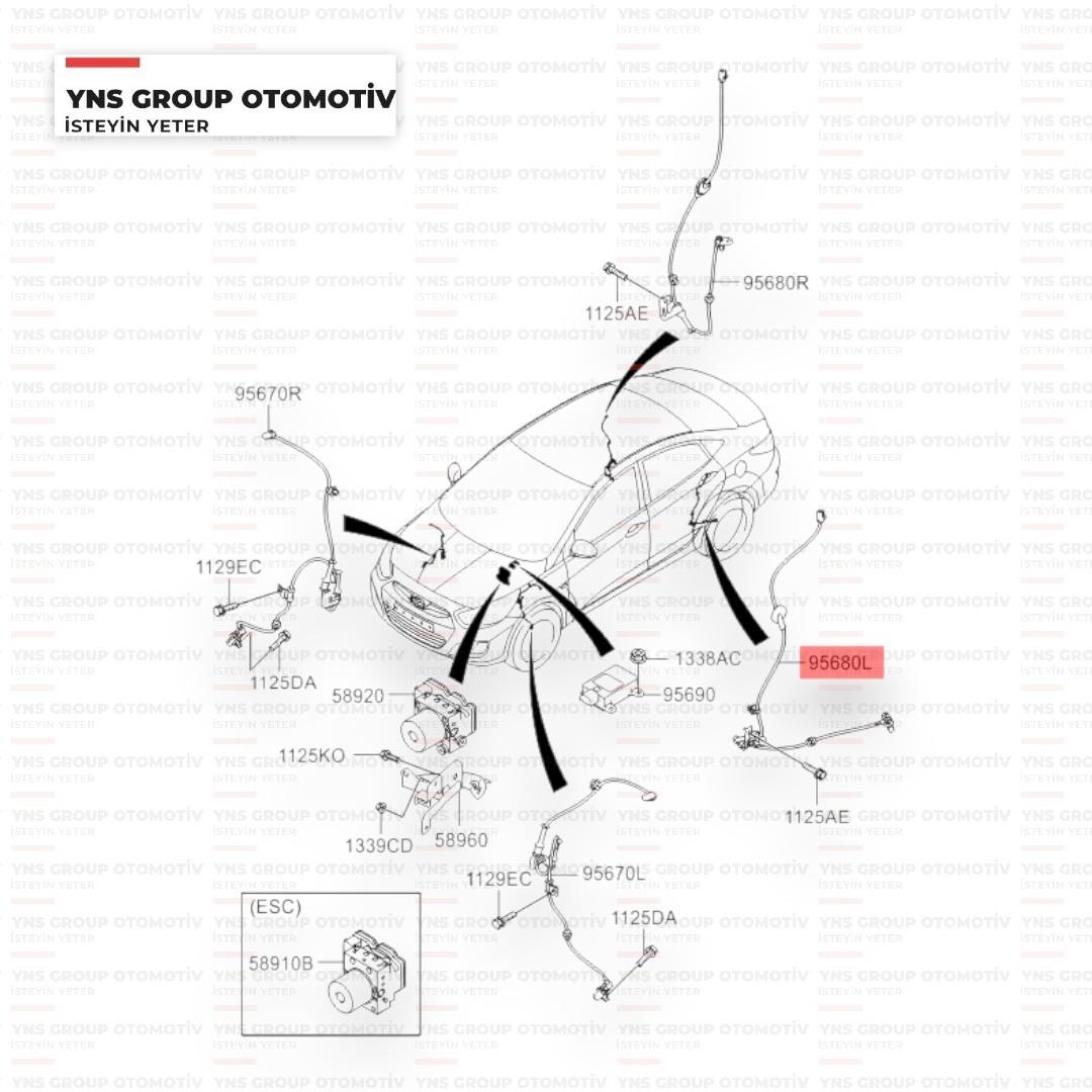 Hyundai Accent Blue 11-12 Kia Rio 11-17 1.1 - 1.25 - 1.4 Crdi Arka Abs Sensörü Sol Mando - Ex956801r000