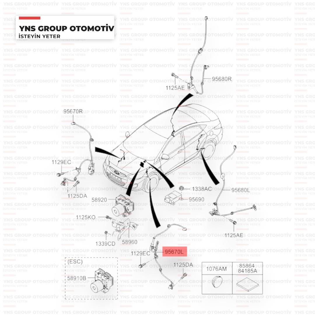 Hyundai Accent Blue 11- Kia Rio 11-17 Ön Abs Sensörü Sol Mando - Ex956701r000