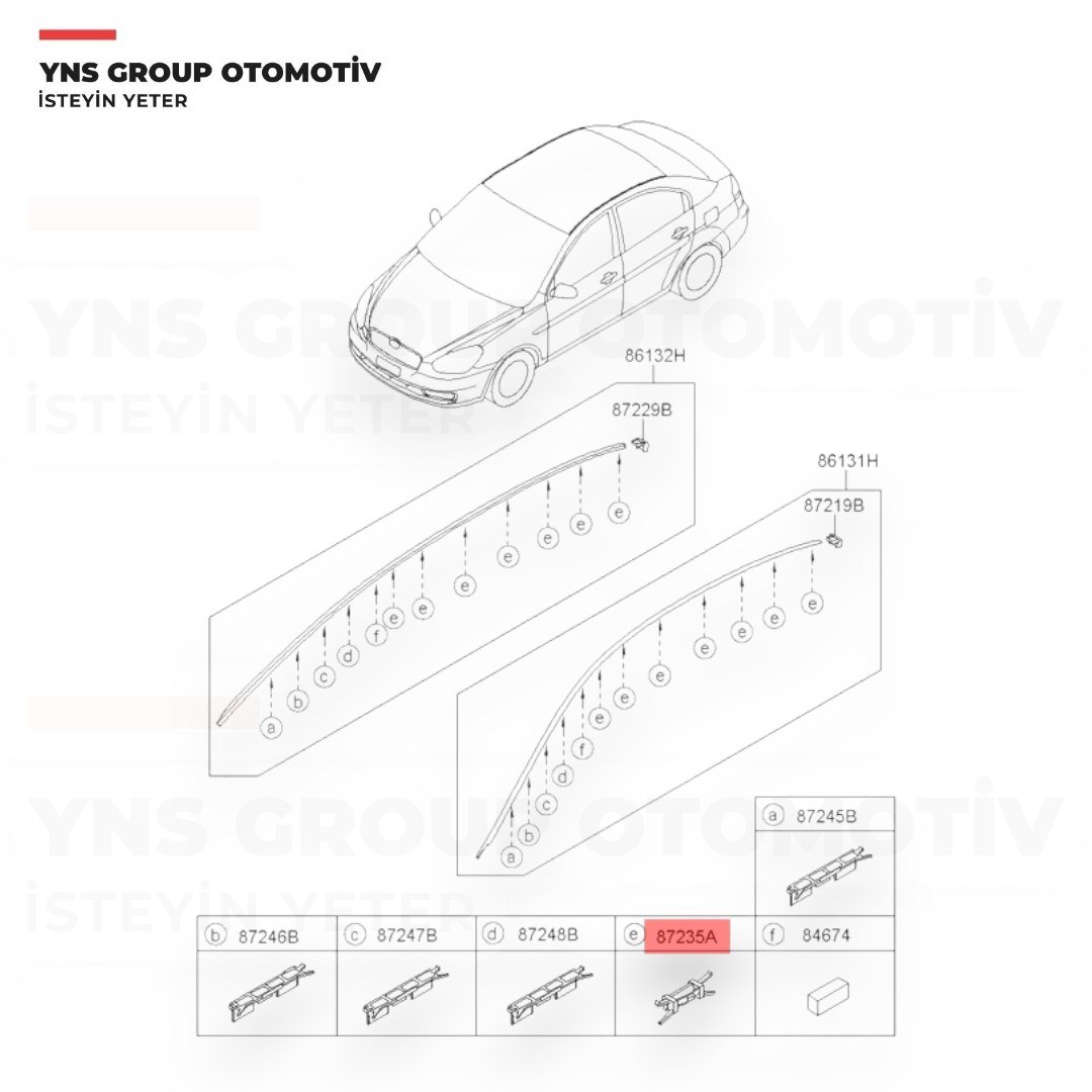 Hyundai Accent Era 06-12 Tavan Çıtası Klipsi Hmc Orjinal - 872351e000