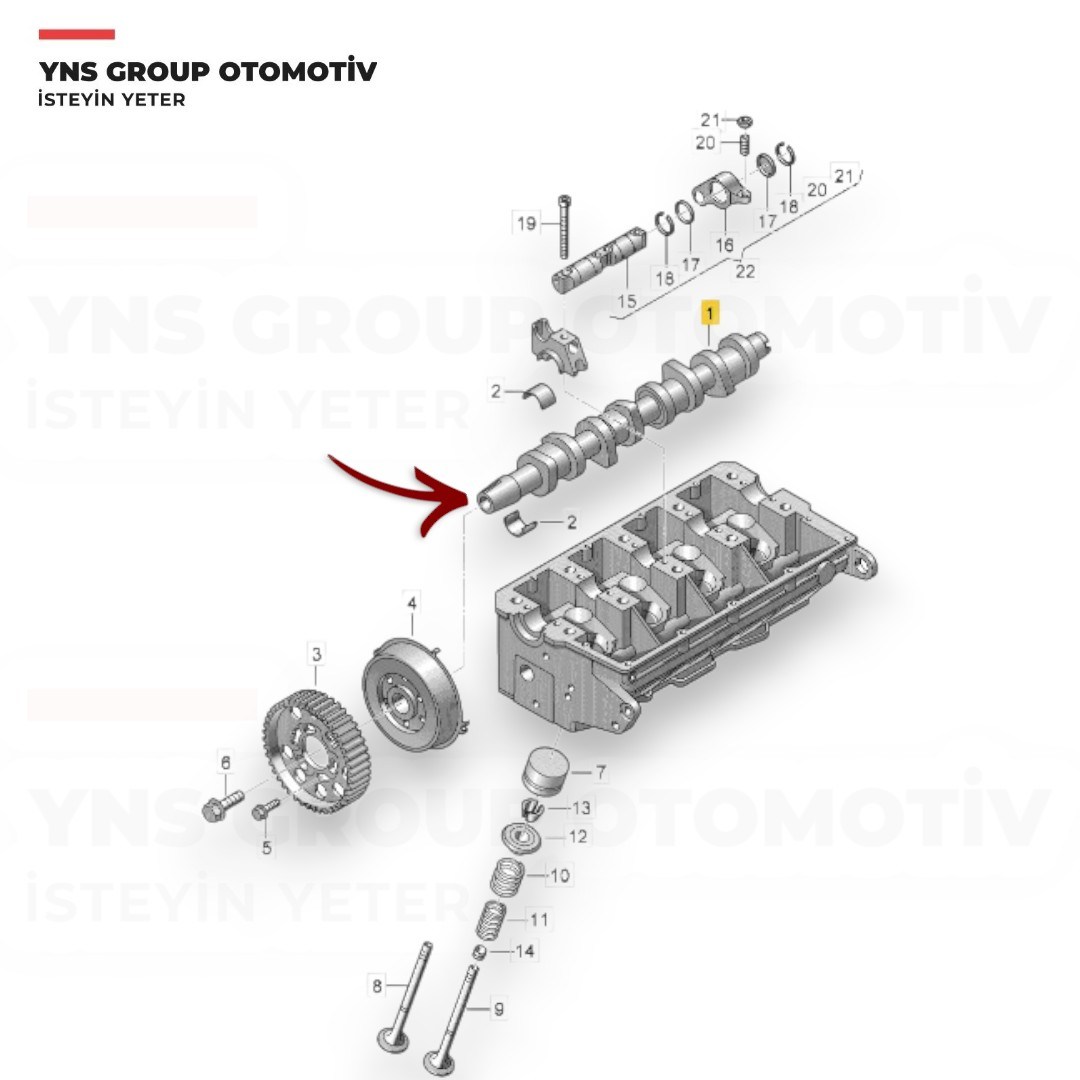 Audi A3 A4 A6 00-05 Seat Cordoba Ibiza Leon Toledo 02-09 Skoda Fabia Octavia Süperb 02-09 Vw Bora Caddy Golf Jetta Passat Polo Sharan Touran Transporter T5 02-10 1.9 Tdi Eksantrik Mili (Çelik) Gemşaft - Vwtnp05 / 038109101r