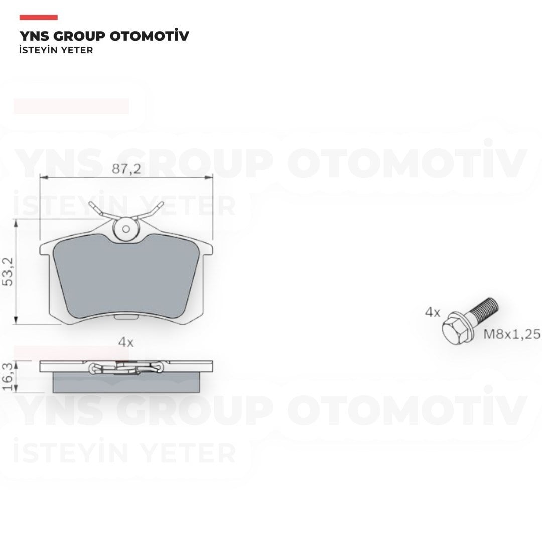 Audi A3 Peugeot P405 Renault Megane 03- Seat Cordoba Ibıza Toledo Skoda Octavia Vw  Golf Passat Jetta Arka Fren Balatası Bosch - 0986461769