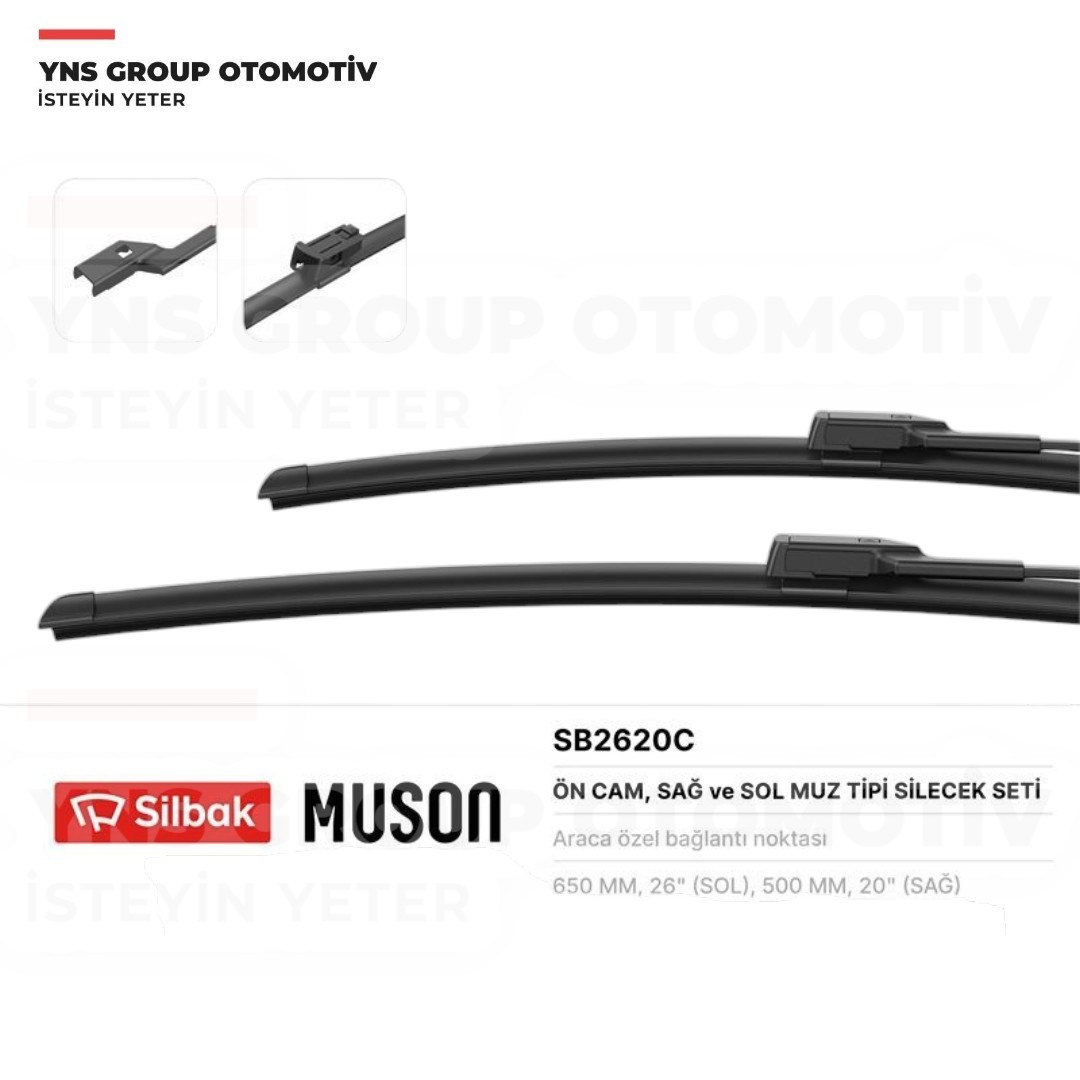Bmw X5 X6 X7 18- Lexus Rx 15- Volvo C30 S40 V50 05-12 S60 V60 10-19 S80 V70 05-16 Xc60 Xc70 08-17 Ön Silecek (Silgi) Süpürgesi Takımı (650 + 500 mm) Silbak - Sb2620c
