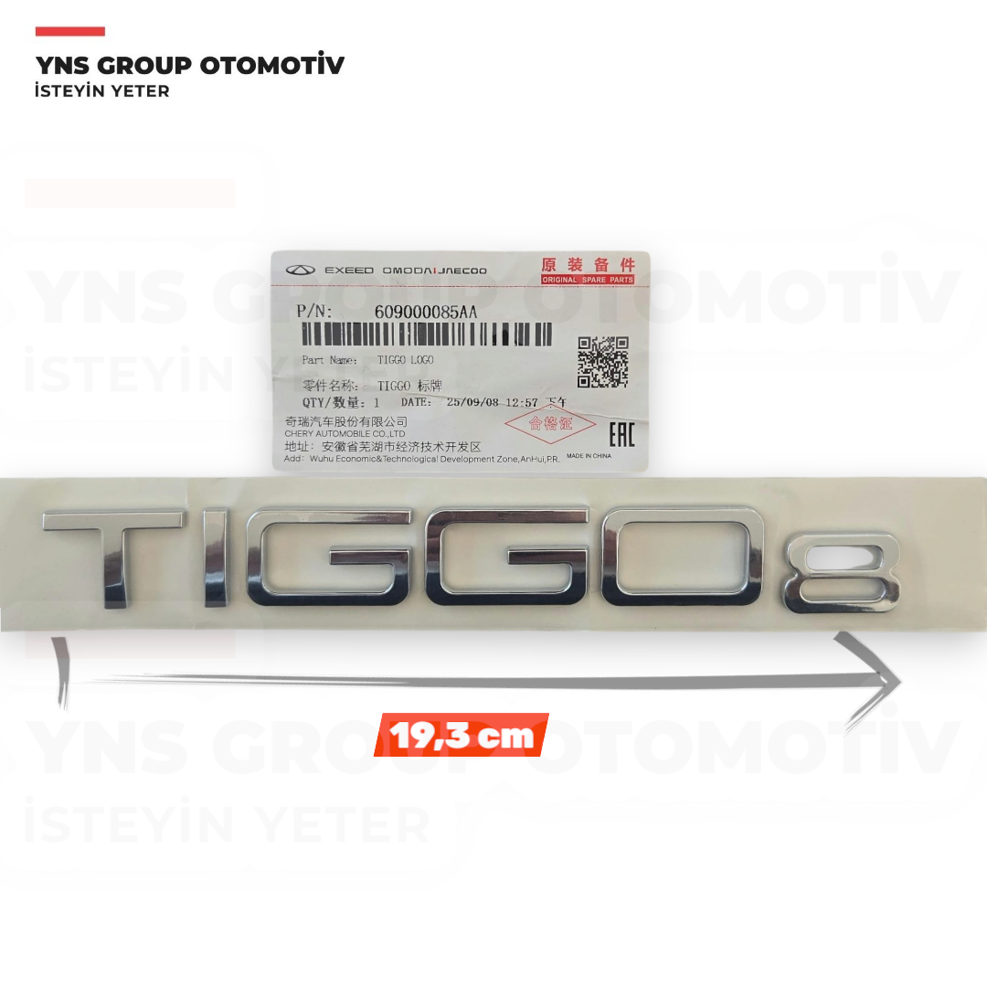 Chery Tiggo 8 Pro 22-24 Bagaj Yazısı Arka (TIGGO 8) Orjinal - 609000085aa