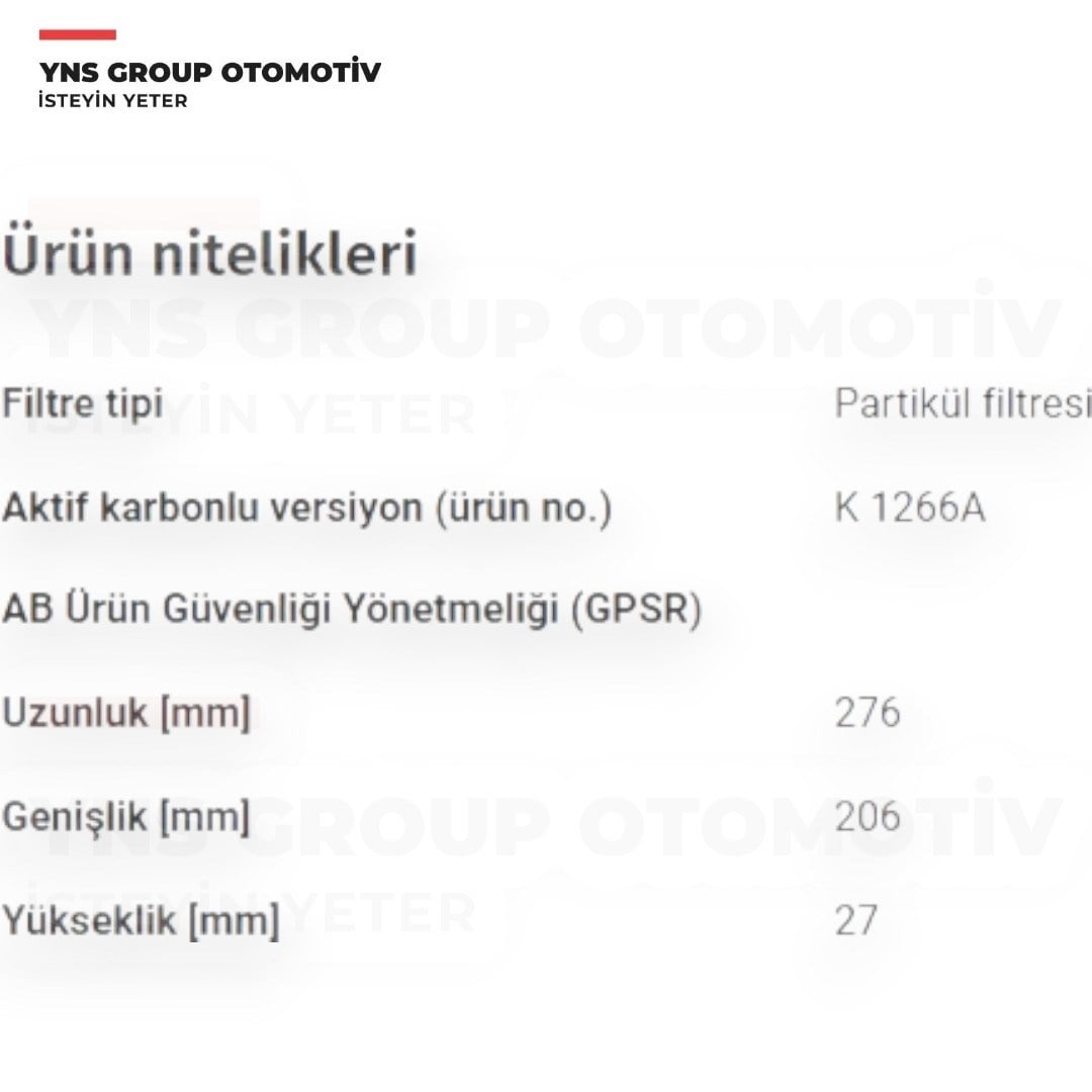 Chevrolet Captiva 06- Opel Antara 06-11 Polen Filtresi Filtron - K1266