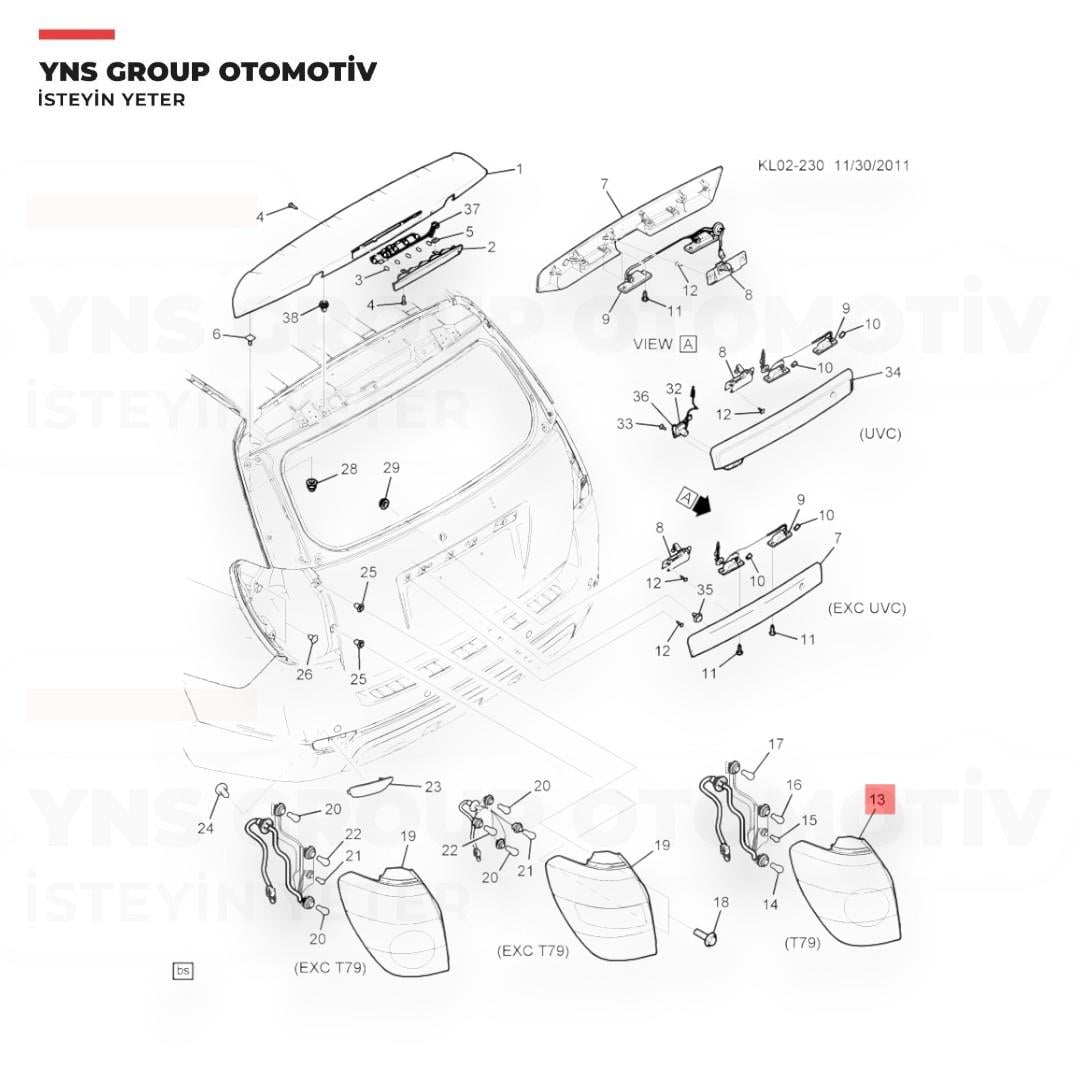 Chevrolet Captiva C100 07-10 Arka Stop Sağ Gm Orjinal - 96626996