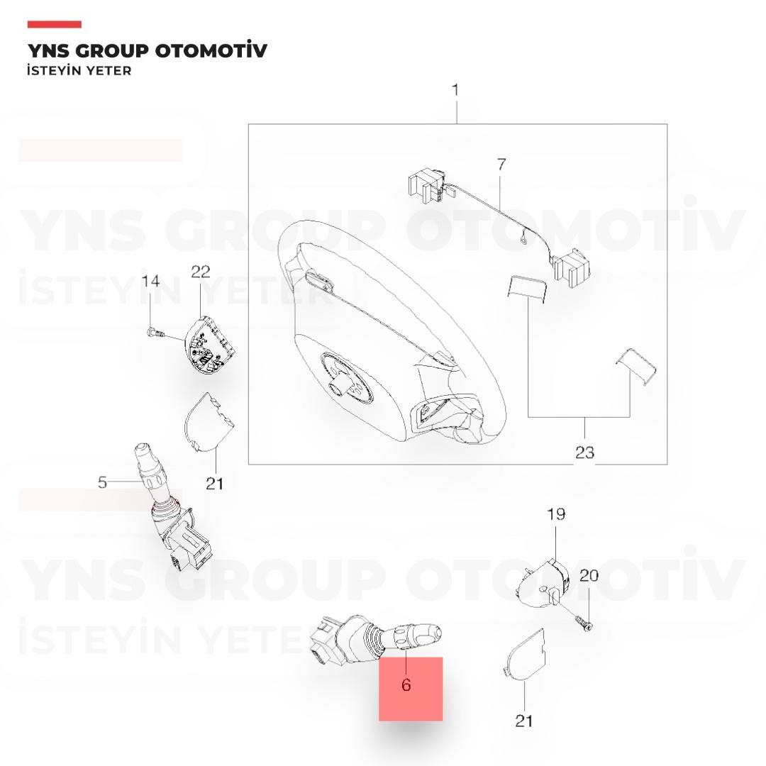 Chevrolet Lacetti 04-12 Far - Sinyal Kumanda Kolu (7+5 Pin / Sisli) Yns - 96387324