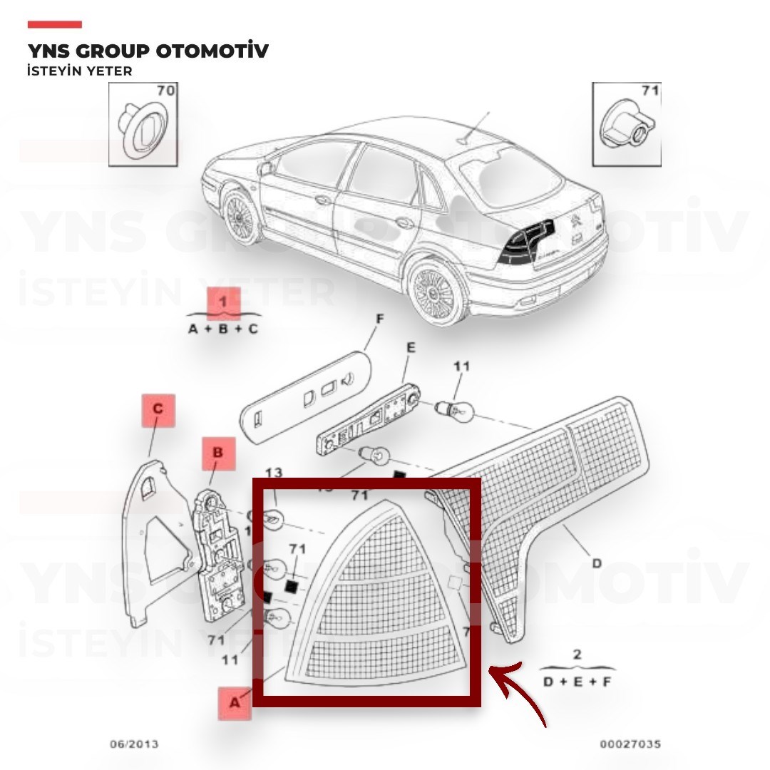 Citroen C5 04-08 Dış Stop Sağ Depo - 5521921rue / 6351v3