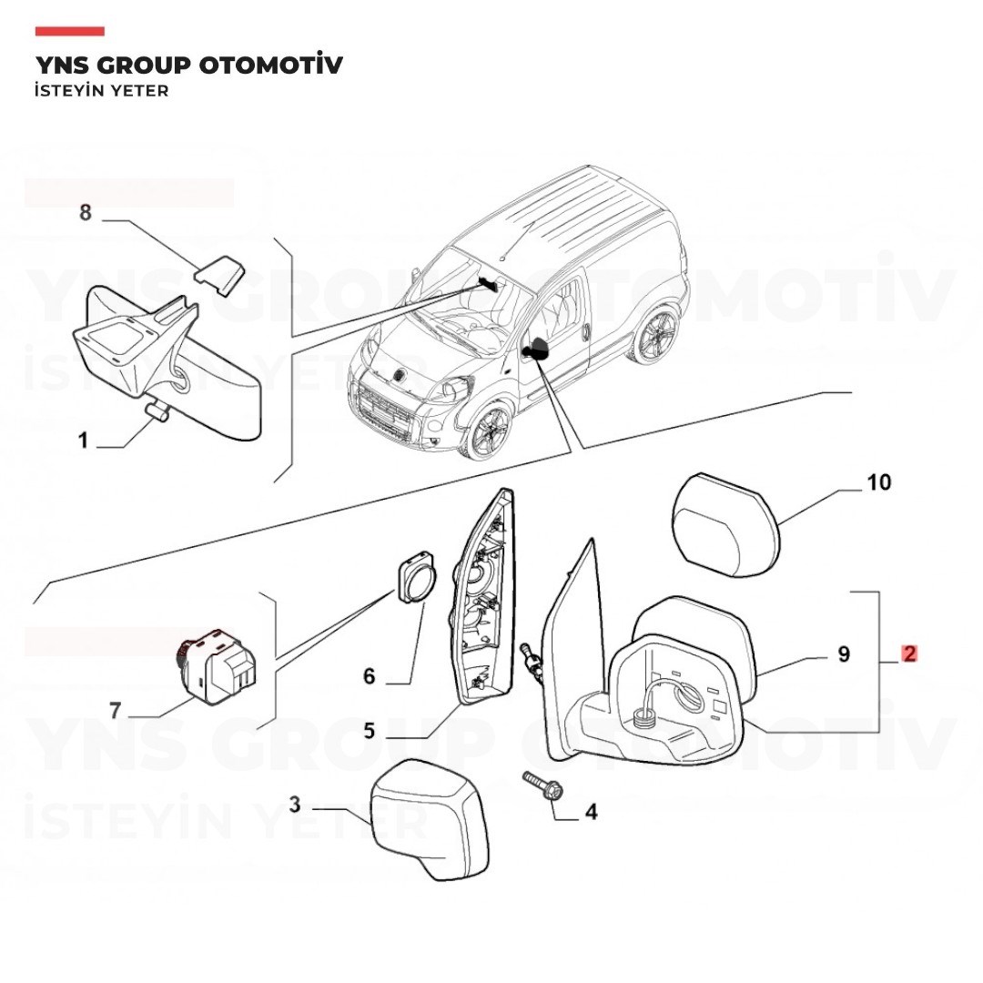Citroen Nemo 07-14 Fiat Firoino 07-14 Peugeot Bipper 07-14 Dış Dikiz Aynası Sol Viewmax - Vm6115l